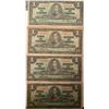 Image 1 : Lot of 4 Canada 1 Dollar 1937 Bank of Canada $1 BC-21c Circulated