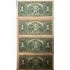 Image 2 : Lot of 4 Canada 1 Dollar 1937 Bank of Canada $1 BC-21c Circulated