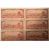 Image 2 : Lot of 6 Canada 2 Dollar 1954 Bank of Canada $2 Circulated Modified Portrait