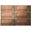 Image 1 : Lot of 6 Canada 2 Dollar 1954 Bank of Canada $2 Circulated Modified Portrait