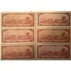 Image 2 : Lot of 6 Canada 2 Dollar 1954 Bank of Canada $2 Circulated Modified Portrait