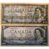 Image 1 : Lot of 2 Canada 5 Dollar 1954 Bank of Canada $5 Modified Portrait