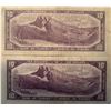 Image 2 : Lot of 2 Canada 10 Dollar 1954 Bank of Canada $10 Modified Portrait