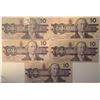 Image 1 : Lot of 5 Canada 10 Dollar 1989 Bank of Canada $10