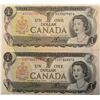 Image 1 : Lot of 2 Canada 1 Dollar 1973 Bank of Canada $1