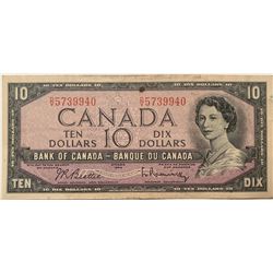 Canada 10 Dollar 1954 Bank of Canada $10 BC-40b Beattie Rasminsky