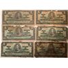 Image 1 : Lot of 6 Canada 1 Dollar 1937 Bank of Canada $1 Damaged Circulated