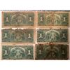 Image 2 : Lot of 6 Canada 1 Dollar 1937 Bank of Canada $1 Damaged Circulated