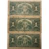 Image 2 : Lot of 3 Canada 1 Dollar 1937 Bank of Canada $1 Circulated