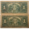 Image 2 : Lot of 2 Canada 1 Dollar 1937 Bank of Canada $1 Circulated