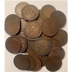 Lot of 30 Canada King George V Large cents Penny 1 Cent 1911-1920 At least one of each date