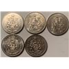 Image 1 : Lot of 5 Canada 50 Cent 1986 Half Dollar Bank of Canada 50 c
