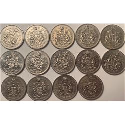 Lot of 14 Canada 50 Cent Half Dollar Bank of Canada 50 c