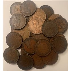 Lot of 30 Canada King George V Large cents 1911-1920