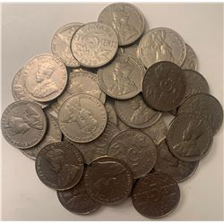 Lot of 33 Canada King George V Nickels coins 1922-1936 Not including 1925-1926