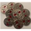 Image 1 : Lot of 10 Canada 2010 25 Cent Colour Poppy Quarter