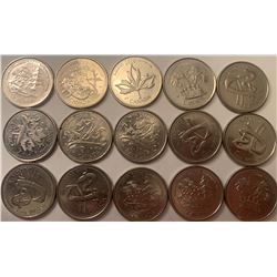 Lot of 15 Canada 2000 25 Cent quarters