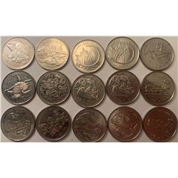 Lot of 15 Canada 1999 25 Cent quarters