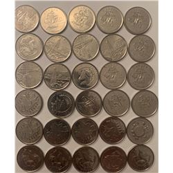 Lot of 30 Canada Mixed dates 25 Cent Quarters