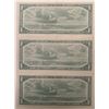 Image 2 : Lot of 3 Canada 1 Dollar 1954 Bank of Canada $1 Modified Portrait