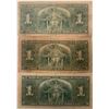 Image 2 : Lot of 3 Canada 1 Dollar 1937 Bank of Canada $1 Circulated