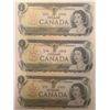 Image 1 : Lot of 3 Canada 1 Dollar 1973 Bank of Canada $1 UNC Sequential Serial