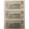 Image 2 : Lot of 3 Canada 1 Dollar 1973 Bank of Canada $1 UNC Sequential Serial