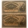 Image 1 : Lot of 2 Canada 25 cent 1900 Dominion of Canada 25c Shinplaster