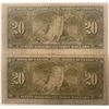 Image 2 : Lot of 2 Canada 20 Dollars 1937 Bank of Canada $20 BC-25c