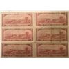 Image 2 : Lot of 6 Canada 2 Dollars 1954 Bank of Canada $2 Circulated Modified Portrait
