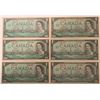 Image 1 : Lot of 6 Canada 1 Dollar 1967 Bank of Canada $1 Asterisk Serial Number AUNC Uncirculated