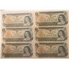 Image 1 : Lot of 6 Canada 1 Dollar 1973 Bank of Canada $1 Prefix AA