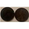 Image 2 : Lot of 2 Canada One Cent 1 Penny Newfoundland Victoria 1864 (2) and 1861 (1)