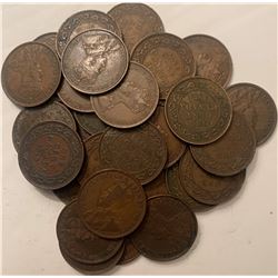 Lot of 30 Canada King George V Large cents 1911-1920 Nice Coins