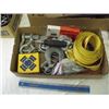 Image 4 : asst'd nails, tow strap, clevis, hook, drill bits, 8" clamp, etc