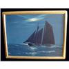 Image 1 : Hunter Wood Schooner Oil Painting Newcomb Frame #936459