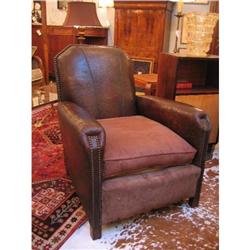 French Art Deco Leather Club Chair #954446