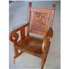 Image 1 : ANTIQUE HEAVILY CARVED BACK OAK ROCKER #967017
