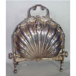 1855 Victorian Shell Silver pl Biscuit Box 19c #967524