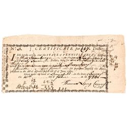 1780 Pennsylvania Revolutionary War Army Debt Certificate Not Listed In Anderson