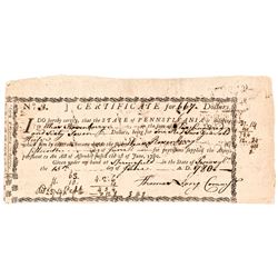 1780 Pennsylvania Revolutionary War Army Debt Certificate Not Listed In Anderson