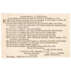 1780 Muster Masters list for the Continental Army MA. Act Signed by JOHN HANCOCK