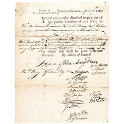 1780 Revolutionary War Mass Council 15 Members Signed Military Pay + Muster Roll