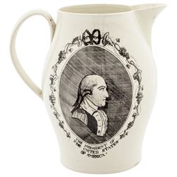 c1790 Unique George Washington Historical Liverpool Creamware Pitcher Arman W.14
