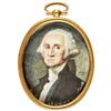 Image 1 : Fine Quality George Washington Hand-Painted Miniature Oval Portrait after Stuart