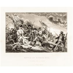 c. 1869-1871 Battle of Bunker Hill, Steel Engraving after John Trumbull