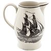 Image 1 : c 1790 Historic Liverpool Creamware Pitcher, Ship Flying a Circular 13-Star Flag