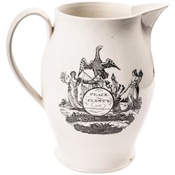 c. 1790-1800 Historical Liverpool Creamware Pitcher American Patriotic Transfers