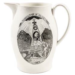 c. 1796 Historical Liverpool Creamware Memorial Pitcher Washington in Glory