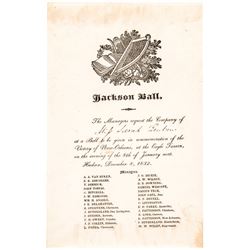 Extremely Rare 1832 Invitation to the Jackson Ball. Partially-Printed Document
